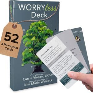 Worry Less Affirmation Cards - 52 CBT Mindfulness Cards Deck for Adults & Teens - Self Care Exercises for Stress and Social Anxiety Relief - Therapy Games for Resilience, Emotional Agility, Confidence