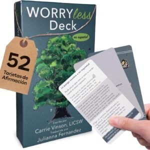 Worry Less Cartas de Afirmación – 52 Tarjetas de Afirmaciones en Español y Spanish Cards Deck – Cartas Españolas Tamaño Grande de Mindfulness, TCC, Autocuidado, Estrés y Ansiedad
