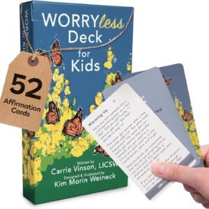 Worry Less Kids Deck - Emotional Regulation Tools for Kids, 52 Therapy Cards with Affirmations & Coping Skills, Helps Children Talk About Feelings, Ideal Tools for Health Therapists