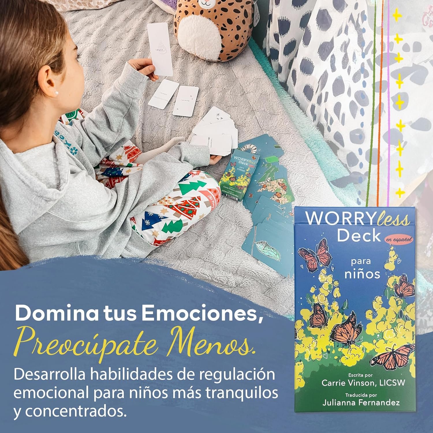 Worry Less Baraja para Niños – 52 tarjetas de afirmaciones en español tarjetas didácticas en español, Herramientas de Regulación Emocional, Habilidades de Afrontamiento, Terapia y Expresión Emocional - Image 2